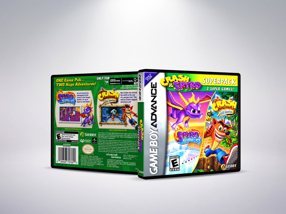 Crash & Spyro Superpack - Spyro Season of Ice  Crash Bandicoot The Huge Adventure - Custom Case